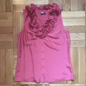 J.Crew Pleated Ruffle Collar Silk Blouse
